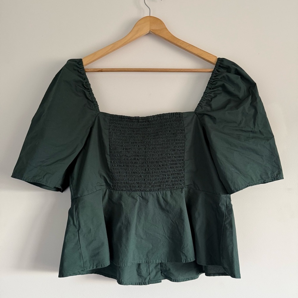 GAP Women's Hunter Green Button-Up Top - Picture 2 of 8